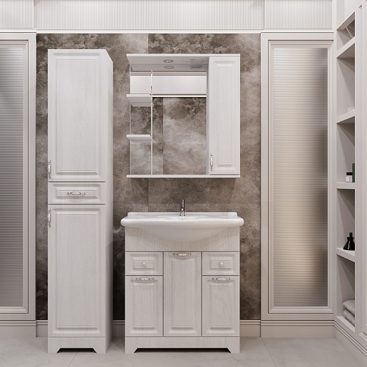 Stella Polare Тумба с раковиной Кармела 75 люкс белое серебро – картинка-15